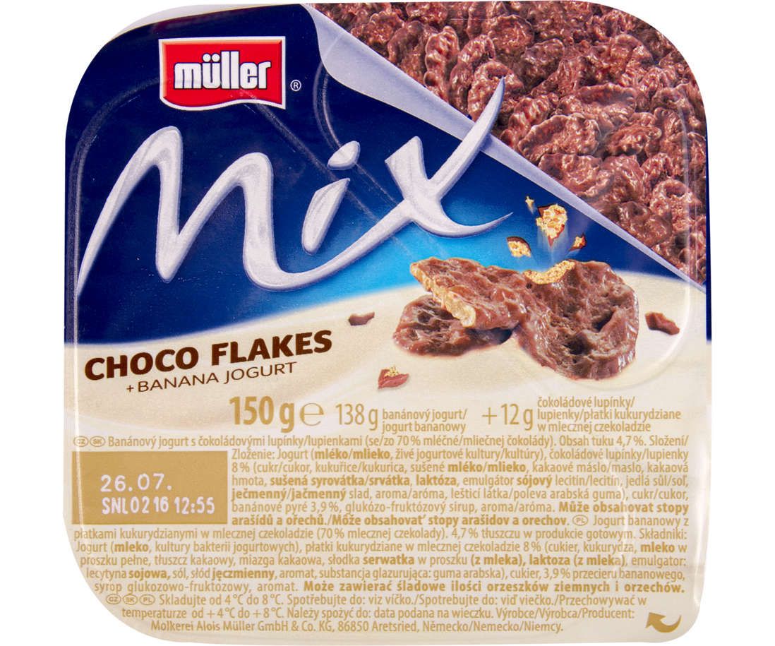 Iaurt cu cereale mix Choco Flakes Muller