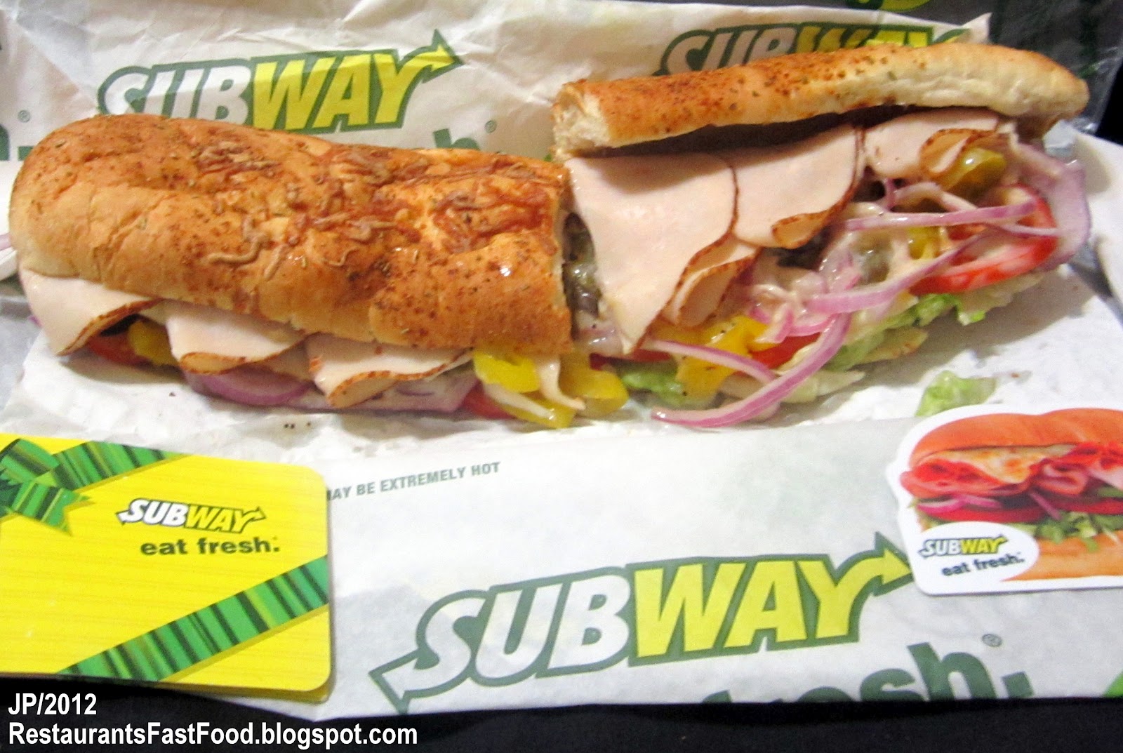 Subway Turkey Sandwich - Turkey on Italian Herb and Cheese, With Veggi