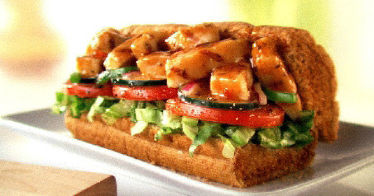 Subway 6 Inch - Chicken Teriyaki on Wheat With Spinach, Lettuce, Tomat