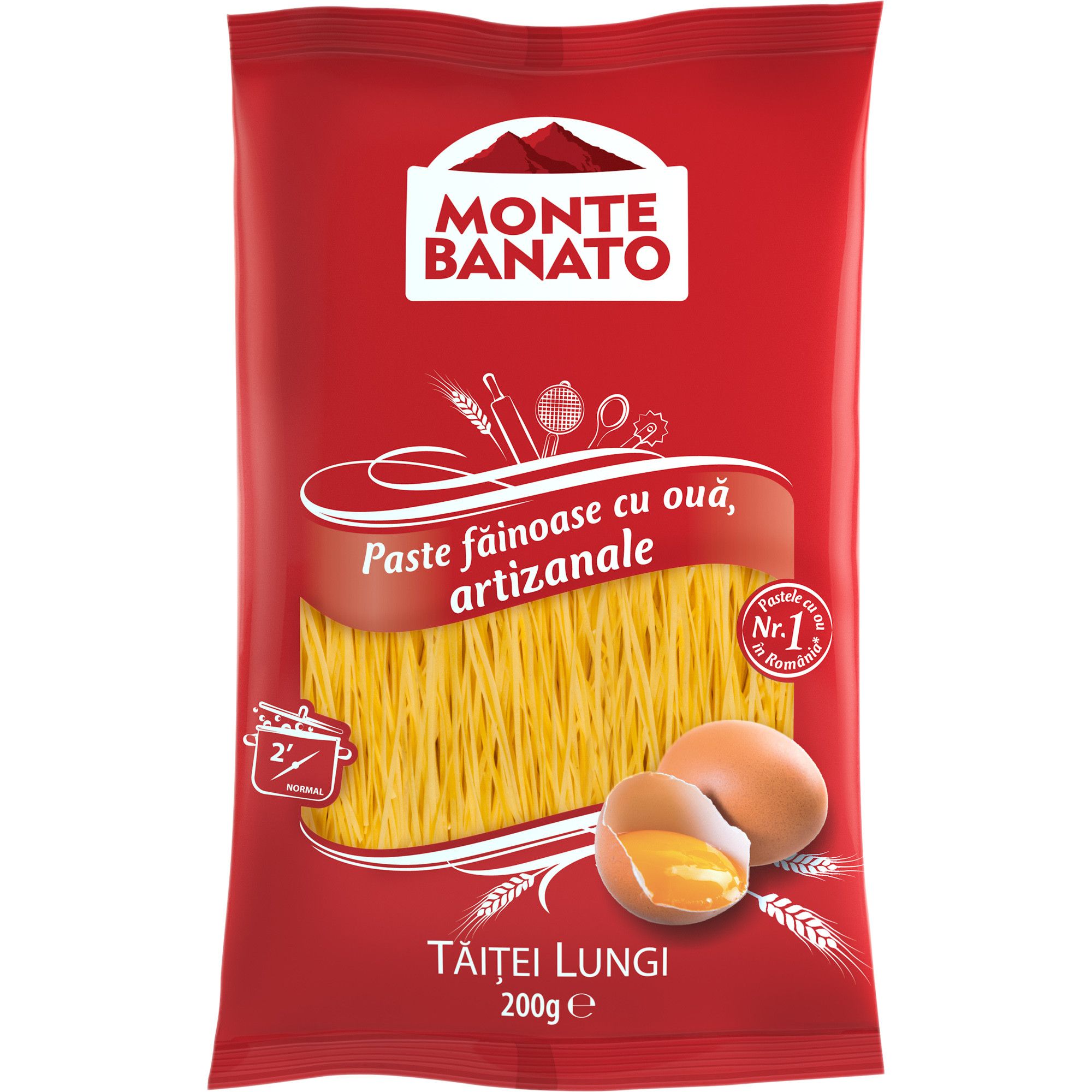 Paste fainoase taitei lungi cu ou 200g Monte Banato
