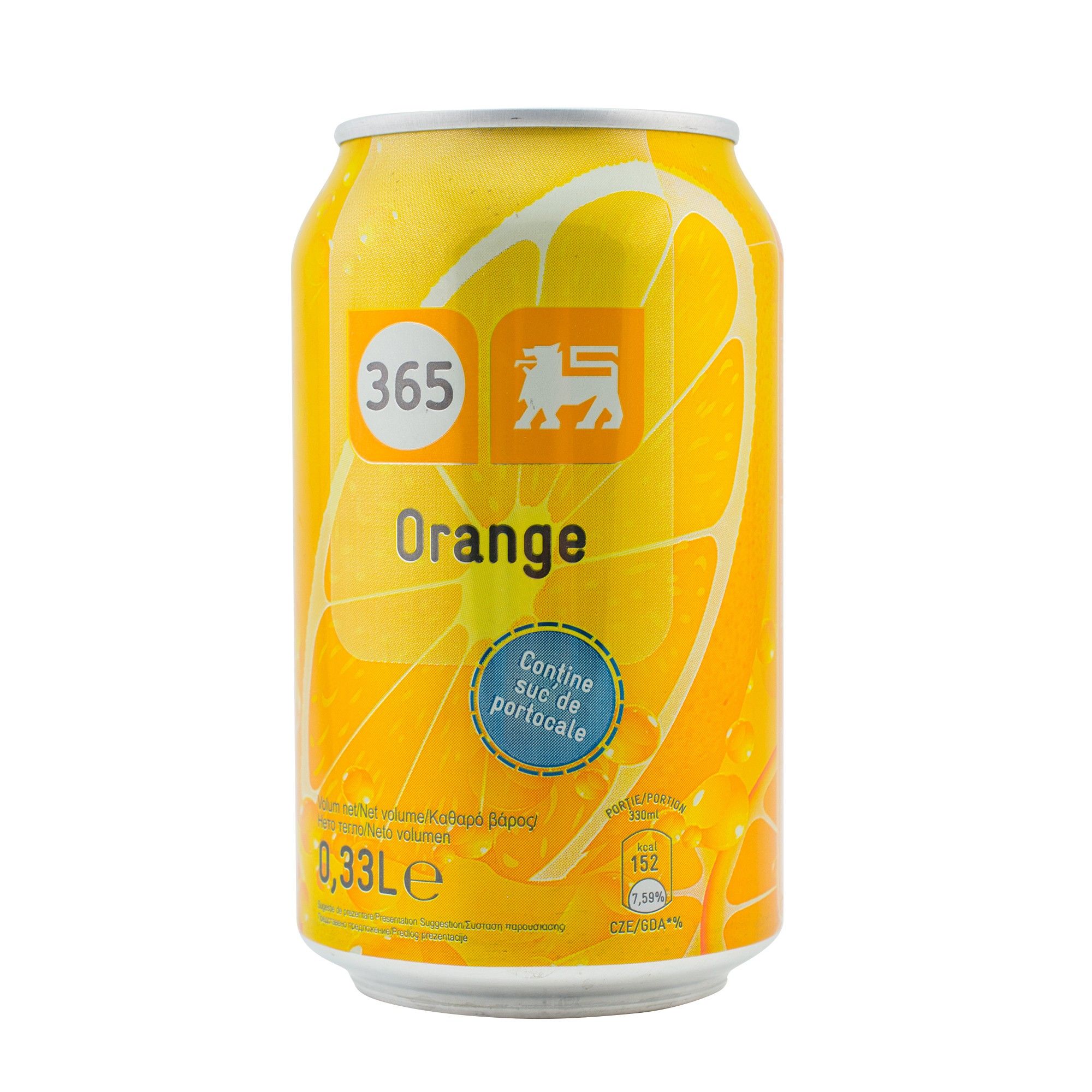 Bautura racoritoare carbogazoasa cu suc de portocale doza 0.33l 365