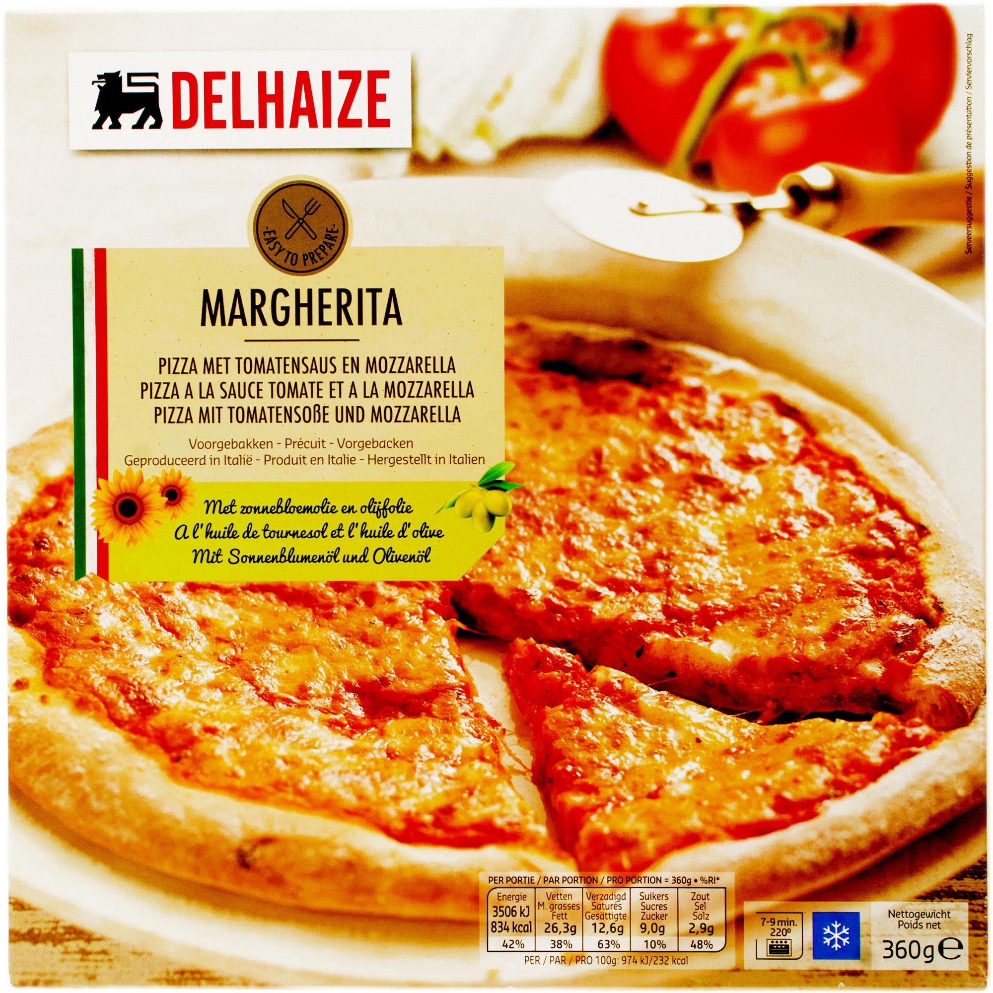 Pizza margherita 360g Delhaize