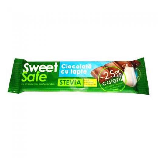 Ciocolata cu lapte cu indulcitor din stevia 25g Sweet&Safe