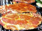 Carne de porc, proaspata, spata, coriandru, cu os, carne si grasime, gatit, fript