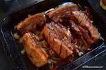 Carne de porc, proaspata, spata, cozonac (feliat), fara os, carne si grasime, gatit, la cuptor