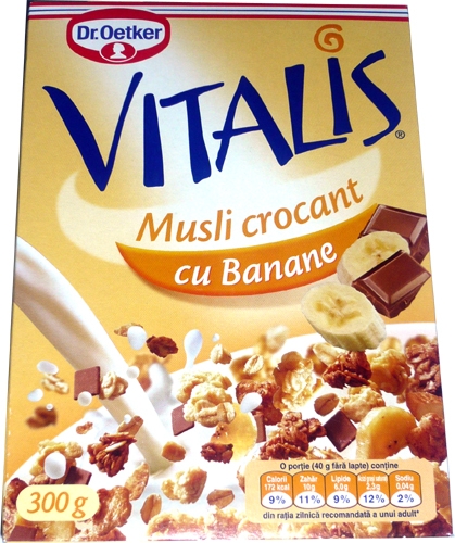 Cereale Musli crocant cu banane, Vitalis, Dr. Oetker