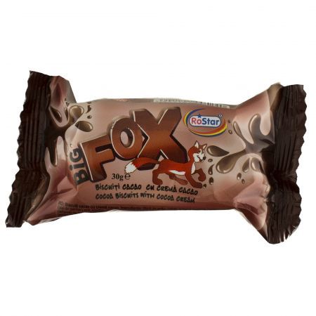 Biscuiti Big Fox de cacao si crema cu fulgi de cocos, RoStar