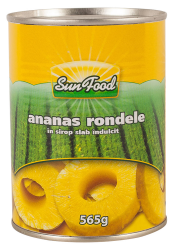 Ananas, congelat, bucati (rondele), indulcite